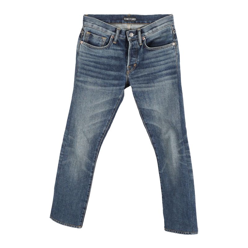 Tom Ford Straight Leg Jeans In Blue Cotton